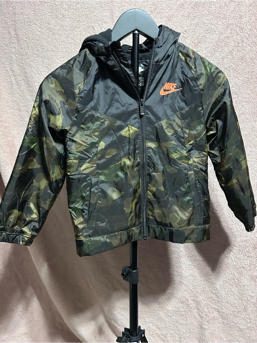Nike Kids Camo Hooded Fleece Lined Windrunner Full-zip Jacket
